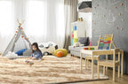 TWINNIS Super Soft Shaggy Rugs Fluffy Carpets, 4x5.9 Feet, Indoor Modern Plush Area Rugs for Living Room Bedroom Kids Room Nursery Home Decor, Upgrade Anti-Skid Rectangular Fuzzy Rug, Beige Brown