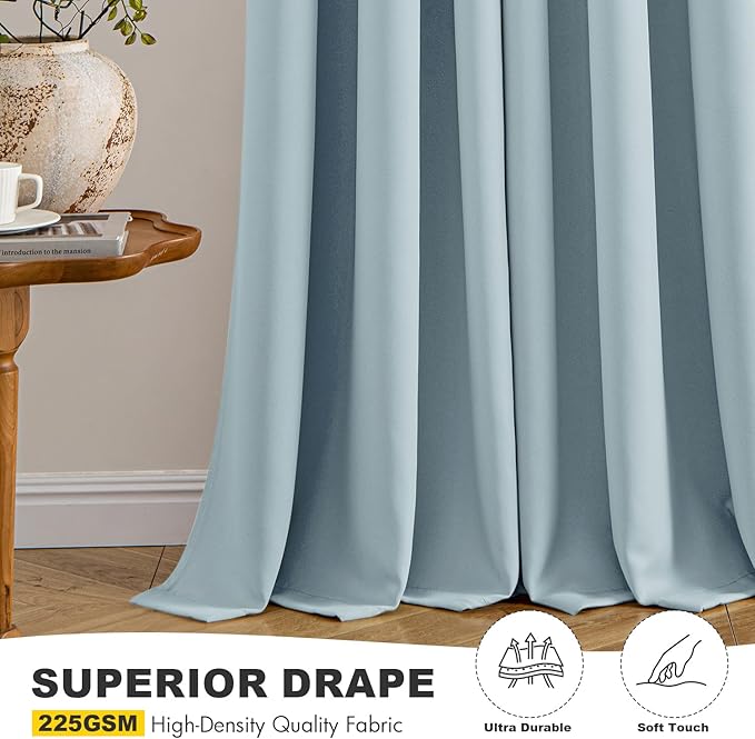 MIULEE Slate Blue Blackout Curtains for Bedroom Living Room 45 Inches Long 2 Panels, Thermal Insulated Room Darkening Drapes Solid Grommet Noise Reduction Light Blocking Window Treatments 40x45 Inch