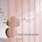 NICETOWN Light Pink Sheer Curtains 96 inches Long, Grommet Voile Sheer Textured Airy & Lightweight Curtains & Drapes Light Filtering for Bedroom/Living Room, W54 x L96, 2 Panels