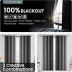 SimpleHome Blackout Curtains Ombre for Living Room,Room Darkening Grey Curtains Set of 2 Panels Thermal Insulated Bedroom Curtains，52 x 84 Inch