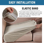 H.VERSAILTEX Velvet Stretch Couch Cushion Cover Plush Cushion Slipcover for Chair Loveseat Sofa Cushion Furniture Protector Seat Cushion Sofa Cover (3 Piece Sofa Cushion Covers, Oatmeal)