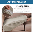 H.VERSAILTEX Velvet Stretch Couch Cushion Cover Plush Cushion Slipcover for Loveseat Cushion Furniture Protector Seat Cushion Sofa Cover (2 Piece Medium Sofa Cushion Covers, Oatmeal)
