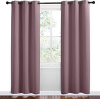 NICETOWN Dry Rose Room Darkening Curtains for Kitchen, Set of 2, 42 inches Wide by 78 inches Long, Window Treatment Thermal Insulated Solid Grommet Room Darkening Curtains/Drapes for Bedroom