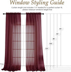 OVZME Wine Sheer Curtains 120 Inches Long 2 Panels Set, 59 Inch Extra Wide Soft Airy Lightweight Sheer Curtains for Living Room, Farmhouse Voile Filmy Rod Pocket Drapes, 59Wx120L Inches