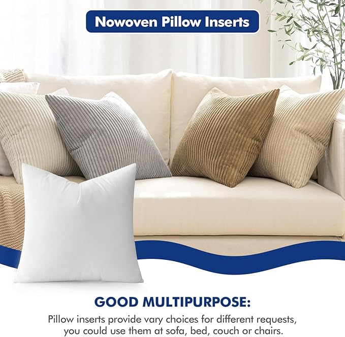 MIULEE Pillow Insert 26x26 Inch, Decorative Square Throw Pillow Inserts, Premium Fluffy Pillow Forms Sham Stuffer for Sofa Couch Living Room