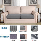 H.VERSAILTEX Super Stretch Individual Seat Sofa Covers Couch Cushion Covers Slipcover Sets Thick Jacquard Textured Twill Fabric (2 Piece Large, Grey)