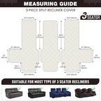 TAOCOCO 100% Waterproof Recliner Sofa Covers 3 Seater, Split Couch Covers for Reclining Couches for Kids Pets, Non Slip Reclining Couch Covers Furniture Protector with Straps(3 Seater, Coffee)