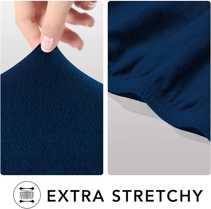 PureFit Stretch Oversized Couch Covers Fleece Sofa Slipcovers Navy