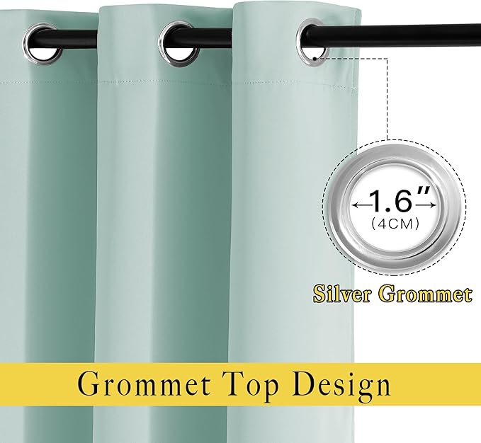 NICETOWN Room Darkening Window Curtains 84" Length - Decorative Aqua Blue Grommet Room Darkening Window Treatments for Bedroom/Living Room, 1 Pair, W52 x L84