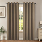 Joydeco Blackout Curtains 90 Inch Length 2 Panels Set, Thermal Insulated Long Curtains& Drapes 2 Burg, Room Darkening Grommet Drapes for Living Room Bedroom Window (W52 x L90 Inch, Khaki)