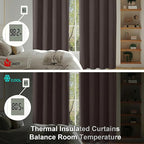 Simplebrand Ava Chocolate Blackout Curtains for Bedroom 63 Inch Length 2 Panels Set, Privacy Thermal Insulated Rod Pocket Door Window Curtains for Patio French Door Front Door, W40 x L63 Inch