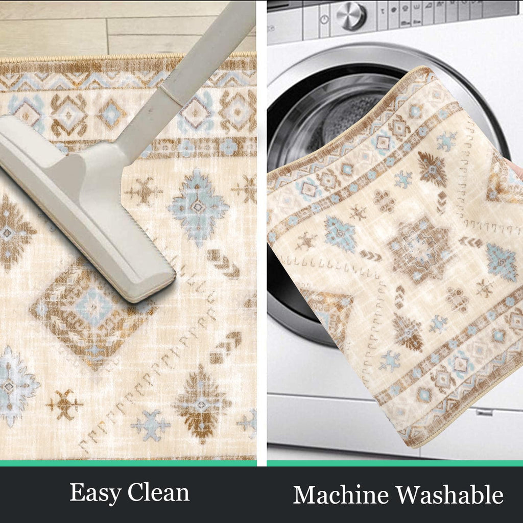 HEBE Boho Kitchen Rugs Set of 3, Non Slip Washable Kitchen Mats for Floor