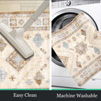 HEBE Boho Kitchen Rugs Set of 3, Non Slip Washable Kitchen Mats for Floor