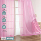 Light Pink Sheer Curtains 90 Inches Long 2 Panels, Light Filtering Solid Sheer Curtains for Bedroom Living Room, Lightweight Soft Airy Voile Sheer Drapes, Dual Rod Pocket, 2x42Wx90L Inches
