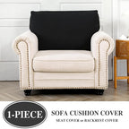 Couch Cushion Cover Seat Cushion Cover Stretch Armchair Cover Separate Sectional Sofa Slipcovers Furniture Protector(1 Piece for Seat or Sofa Backrest, Black)