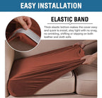 H.VERSAILTEX Velvet Stretch Couch Cushion Cover Plush Cushion Slipcover for Chair Loveseat Sofa Cushion Furniture Protector Seat Cushion Sofa Cover (3 Piece Sofa Cushion Covers, Rust)
