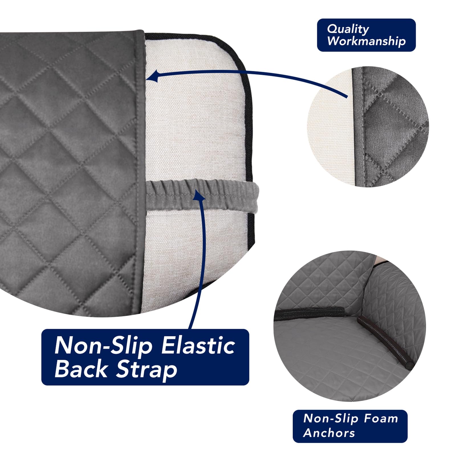 PureFit Reversible Quilted Couch Covers for Dogs Loveseat Sofa Cover 54"
