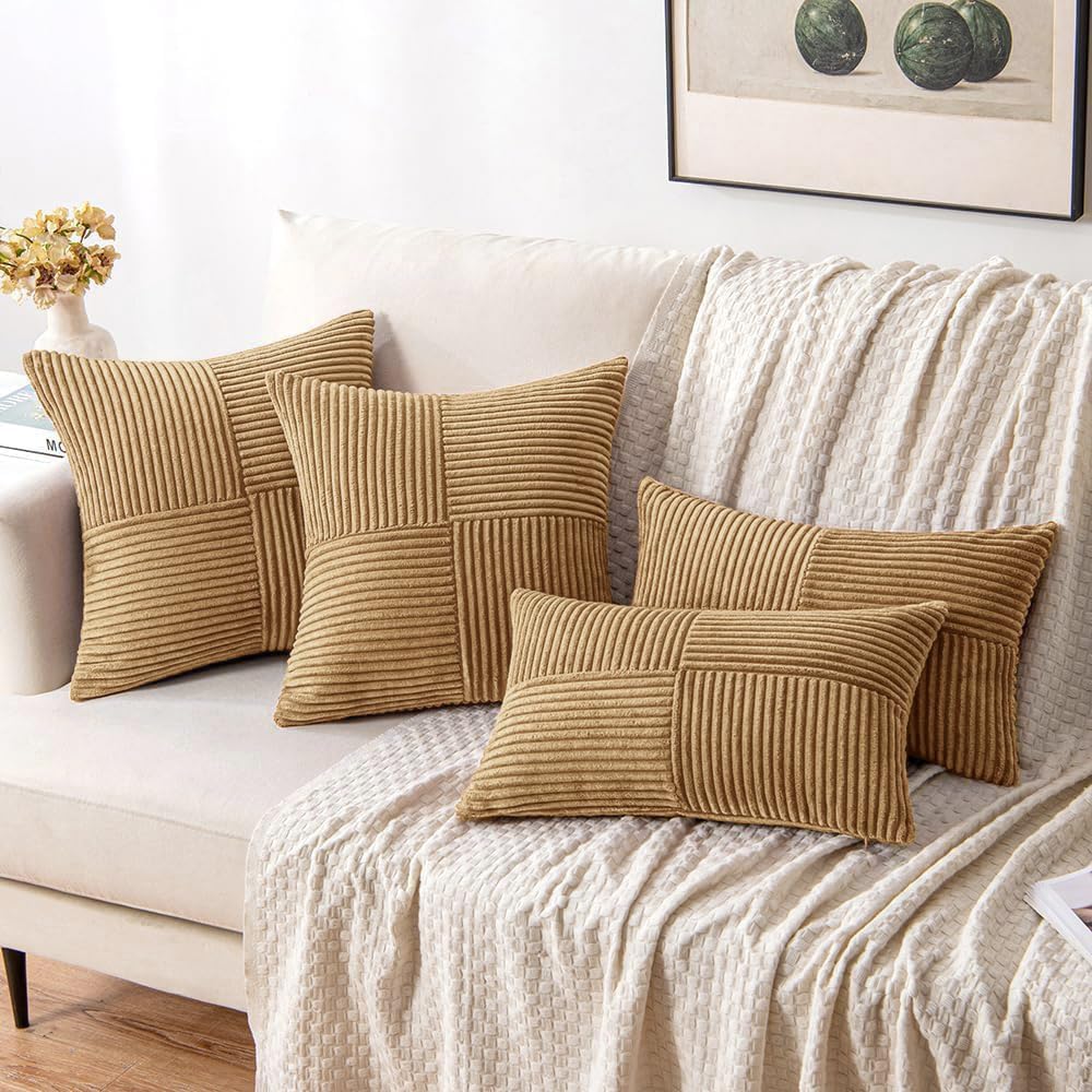 MIULEE Camel Brown Decorative Throw Pillow Covers for Couch 18x18 Inch