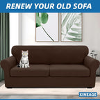 XINEAGE 2026 New 3 Pieces Couch Covers for 2 Extra Large Cushion Sofa Super Stretch Sofa Cover for 2 Large Seat Cushion Universal Loveseat Slip Cover for Living Room (Coffee), 71"-91"(2 Cushions)