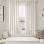 Nanspring Linen Curtains 63 Inch Length 2 Panels Set for Cafe Kitchen Cream Thermal Insulated Drapes with Back Tab Light Filtering Boho Farmhouse Curtain for Bedroom Living Room 40x63 Inch Natural