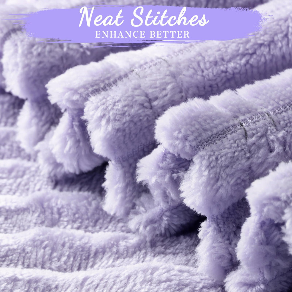 Buryeah 24 Pcs Flannel Throw Blanket Bulk 50 x 60 in Sleepover Blanket Outdoor Wedding Throw Lightweight, Oeko-tex Standard 100 Certified for Sofa Homeless Gifts (Light Purple)