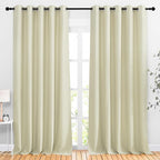 NICETOWN Room Darkening Curtains Extra Long 110 Inches, Grommet Thermal Insulated Weighted Window Treatments for Living Room/Farmhouse, W66 x L110, Beige, 2 Panels