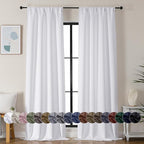 Simplebrand Ava Pure White Curtains for Bedroom 96 Inches Long 2 Panels Set, Light Filtering Window Treatment, Light Filtering Curtain Drapes, Soft Casual Rod Pocket Privacy Curtains, W40 x L96 Inch