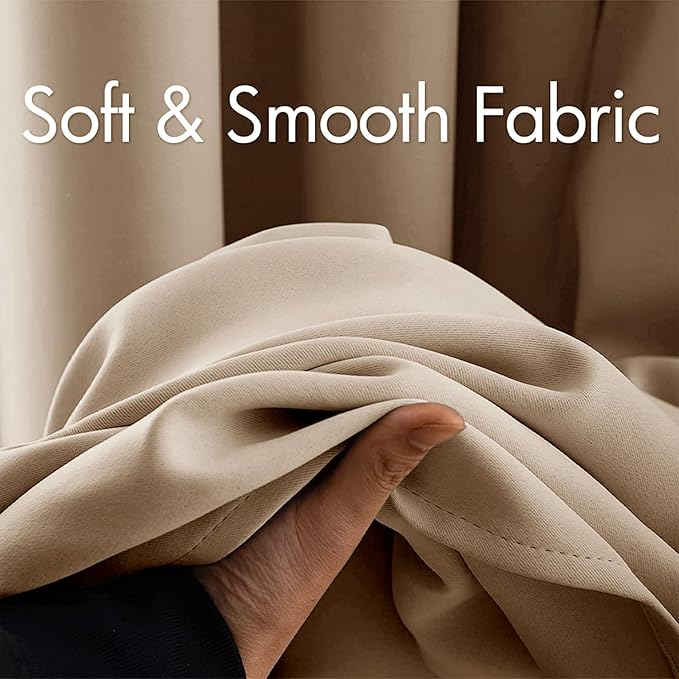 MIULEE Blackout Curtains 98 Inches Long for Bedroom Living Room Thermal Insulated Room Darkening Grommet Top Solid Light Blocking Drapery Set of 2 Window Panels Beige