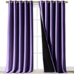 NICETOWN 100% Blackout Blinds, Laundry Room Decor Window Treatment Curtains for Large Patio Sliding Door, Thermal Insulated Lilac Purple Curtains for Bedroom, Set of 2, 70 inches x 108 inches