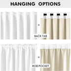 MIULEE 100% Blackout Linen Curtains for Bedroom, Bright White Solid Luxury Decor Thermal Insulation Room Darkening Drapes for Living Room Nursery Back Tab Rod Pocket 42 x 63 Inches, 2 Panels