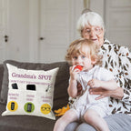 ONFAON Grandma Gifts, Grandma's Spot Throw Pillow Covers 18x18 Inch,Put Phone Glasses and Remote Control Pillowcase,Birthday Christmas Thanksgiving Day Gifts for Grandma Mom,3-Pocket