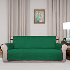 PureFit Reversible Quilted Sofa Cover, Water Resistant Slipcover Furniture Protector, Washable Couch Cover with Non Slip and Elastic Straps for Kids, Pets (Oversized Sofa, Green/Red)