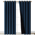 NICETOWN Total Shade Curtains and Draperies, Heavy-Duty Full Light Shading Drapes with Black Liner Backing for Villa/Hall/Dorm Window（Moroccan Blue, Package of 2 Panels, 70" Wide x 95" Long