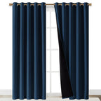 NICETOWN Total Shade Curtains and Draperies, Heavy-Duty Full Light Shading Drapes with Black Liner Backing for Villa/Hall/Dorm Window（Moroccan Blue, Package of 2 Panels, 70" Wide x 95" Long