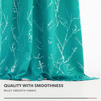 Deconovo Blackout Curtains, Thermal Insulated Soundproof Drapes with Tree Foil Print, 52 x 63 Inch, Set of 2, Machine Washable Window Curtain for Bedroom Living Room Nursery Kitchen Office, Turquoise
