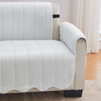 Great Bay Home Velvet Recliner Cover - Washable Slipcover Furniture Protector with Elastic Straps - Furniture Cover for Dogs, Kids, and Pets - Stitched Detail (White)