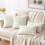 MIULEE White Decorative Throw Pillow Covers 18x18 Inch for Couch Bed Sofa Pack of 2 Boho Farmhouse Throw Pillows Soft Cross Corduroy Patchwork Textured Cushion Cases