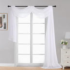 OWENIE Extra Long White Sheer Curtains 144 inch 2 Panels Set, Translucent Backdrop Window Scarf Drapes for Canopy Bed/Wedding/Living Room/Anniversary, 12FT Length, Each 59Wx144L in, 2PCS, White