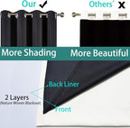 Yakamok 100% Blackout Curtains with Black Liners, Solid Home Decor Thermal Insulated Full Blackout 2-Layer Lined Drapes, Energy Efficiency Window Draperies for Bedroom (52Wx63L, Cream, 2 Panels)