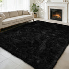 yulidayang 5x8 Shag Area Rug for Bedroom,Black Fluffy Rugs for Living Room