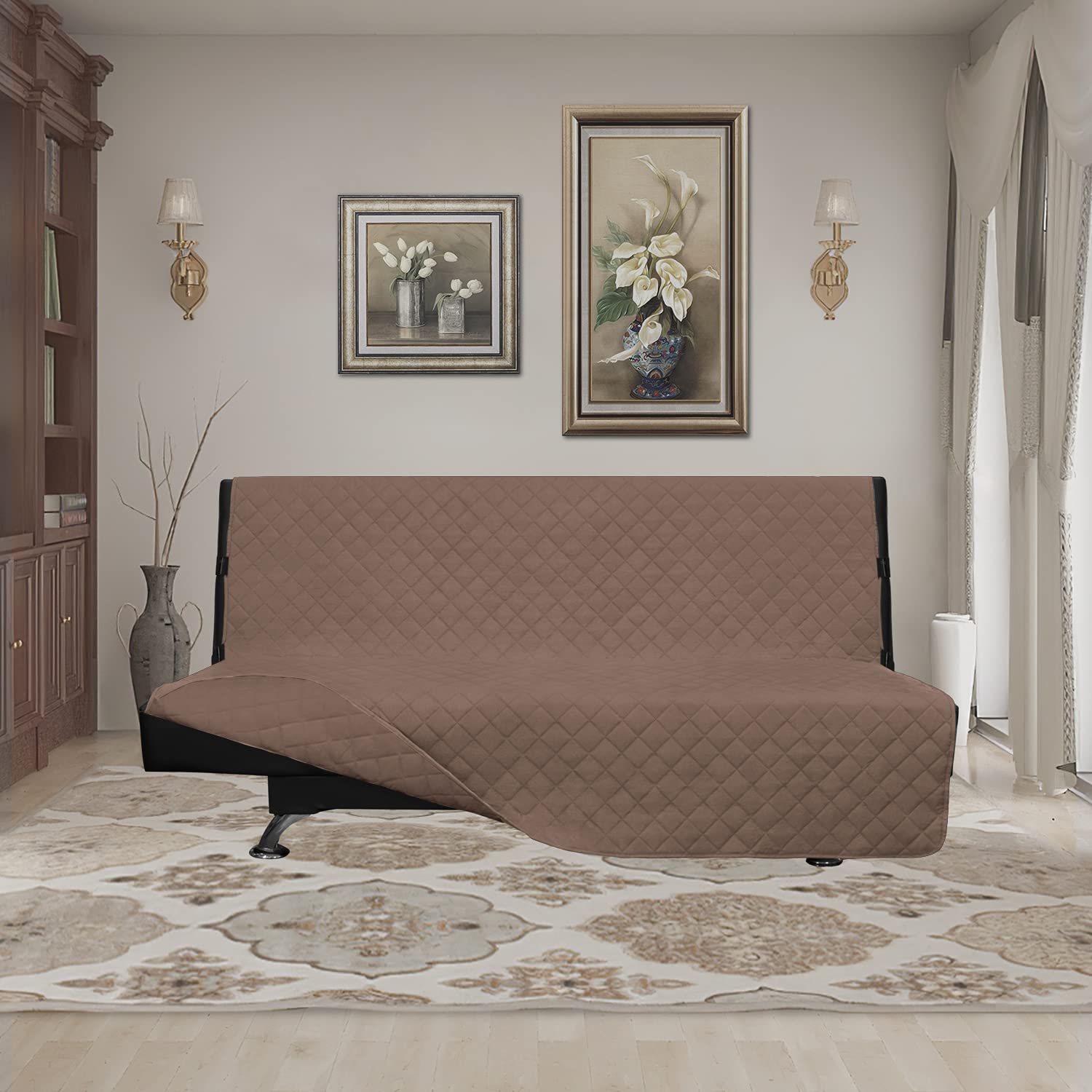Easy-Going Reversible Couch Cover, Large Futon Sofa, Brown/Brown