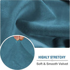 H.VERSAILTEX Velvet Stretch Couch Cushion Cover Plush Cushion Slipcover for Chair Cushion Furniture Protector Seat Cushion Sofa Cover (1 Piece Armchair Cushion Covers, Peacock Blue)
