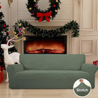 Easy-Going Stretch Sofa Slipcover 1-Piece Sofa Cover Furniture Protector Couch Soft with Elastic Bottom for Kids, Polyester Spandex Jacquard Fabric Small Checks (Sofa, Greyish Green)