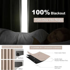 102 inch long Linen blackout curtains for tall windows 2 Panels 100% Blackout Linen texture Curtain Window Drapes Back Tab Rod Pocket Room Darkening Thermal Insulated Panel for Bedroom Living Room