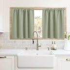 RYB HOME Cafe Blackout Curtains 24 inch Length, RV Curtains for Camper Windows, Mini Short Small Insulating Light UV Blocking Privacy Half Window Tiers, Width 42 by Length 24, Sage Green, 2 Panels