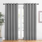 NICETOWN Bedroom Curtains Blackout Drapery Panels, Three Pass Microfiber Thermal Insulated Solid Ring Top Blackout Window Curtains/Drapes (Silver Grey, 2 Panels, 60 x 84 inches)
