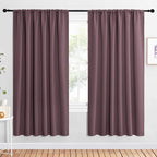 NICETOWN 2 Panels Blackout Curtains, Rod Pocket Window Curtains Room Darkning Drapes for Bedroom/Living Room, Thermal Insulated Solid Draperies for Home Office/Study, 62 by 72-Inch, Dry Rose
