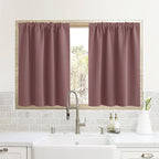 RYB HOME Half Curtain Tiers 36 inch Length, Rod Pocket Summer Heat Blocking Thermal Insulated Short Blackout Curtains for Small Window, Width 34 by Length 36, Dusty Rose, 2 Panels