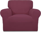 Easy-Going Stretch Chair Sofa Slipcover 1-Piece Couch Sofa Cover Furniture Protector Soft with Elastic Bottom for Kids, Pet. Spandex Jacquard Fabric Small Checks (Chair, ASH Rose)