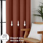 Simplebrand Ava Terracotta Blackout Curtains for Bedroom 96 Inches Long 2 Panels, Thermal Insulated, Energy Saving Living Room Window Treatment Curtains Blackout Drapes, W40 x L96 Inch, Terracotta